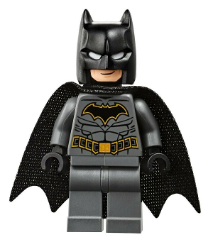 sh0589 Batman - Dark Bluish Gray Suit with Gold Outline Belt and Crest, Mask and Cape (Type 3 Cowl, Teardrop Neck Cut Spongy Cape)