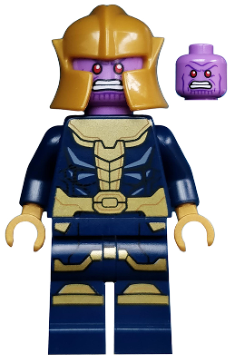 sh0613   Minifigure   Thanos - Dark Blue Legs Printed, Dark Blue Arms, Pearl Gold Helmet