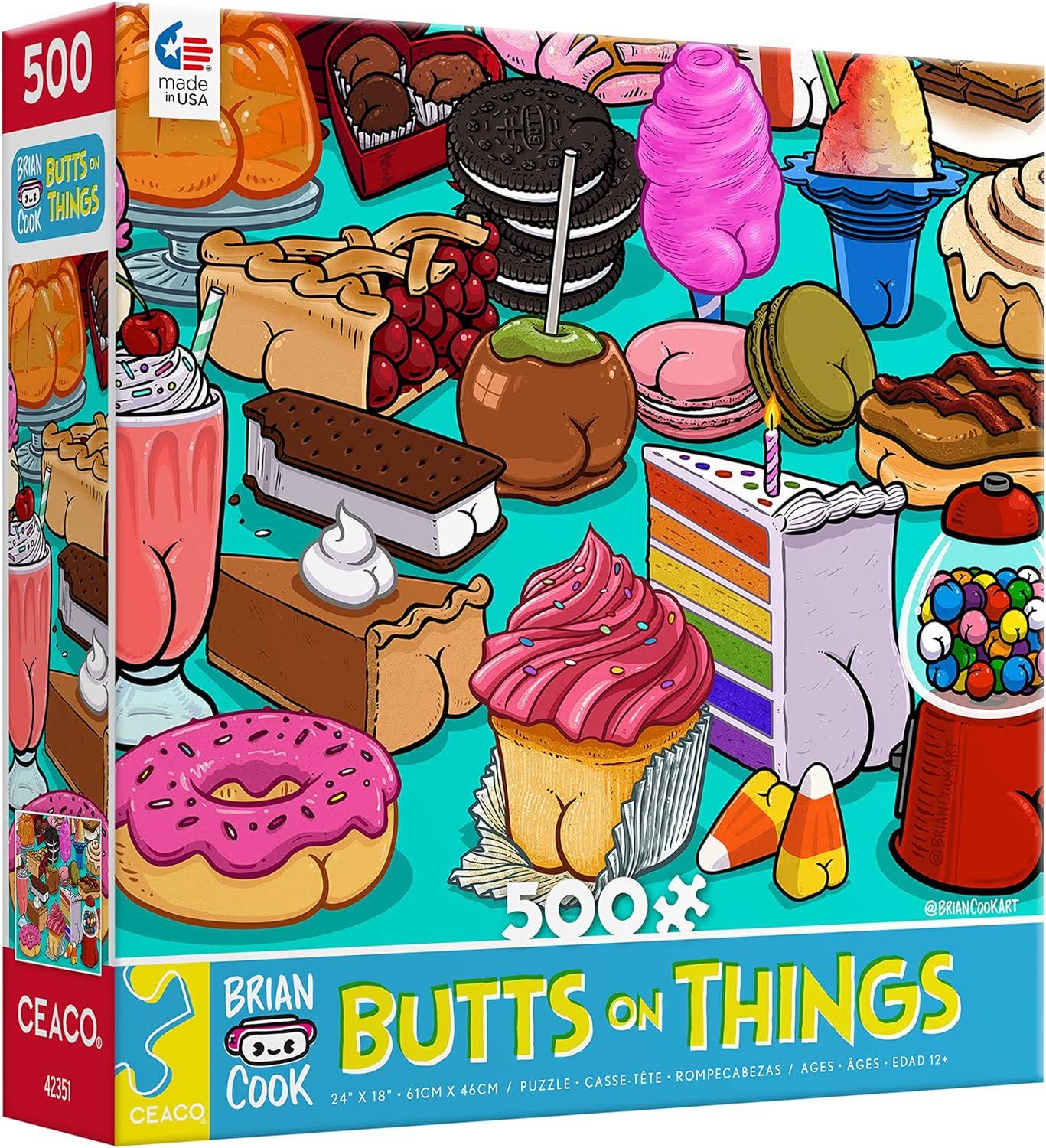 PUZZLE RENTAL: Butts on Things Sweet Cheeks- 500 Piece Puzzle