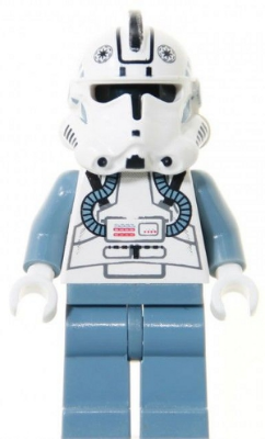 LEGO® Minifigure Clone Trooper V-wing Pilot (Phase 2) - Sand Blue Arms and Legs, Black Head (sw0118) - USED