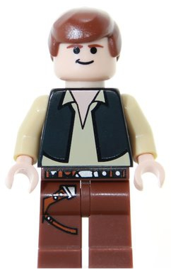 Han Solo - Black Vest over Tan Shirt, Reddish Brown Legs with Belts, Black Eyes