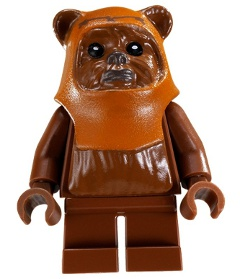 LEGO® Minifigure Wicket (Ewok) - Printed Dark Orange Hood, Reddish Brown Face (sw0237) - USED