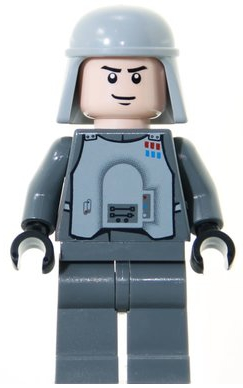 LEGO® Minifigure Imperial Officer with Battle Armor (Captain / Commandant / Commander) - Dark Bluish Gray Legs, Smirk (sw0261)