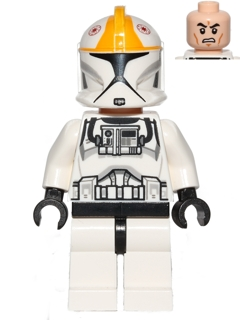 sw0491 Minifigure Clone Trooper Pilot (Phase 1) - Bright Light Orange Markings, Scowl