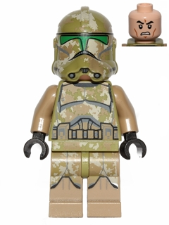 sw0519 Minifigure Clone Trooper, 41st Elite Corps (Phase 2) - Kashyyyk Camouflage, Scowl