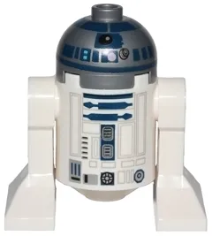 sw0527A Minifigure Astromech Droid, R2-D2, Flat Silver Head, Lavender Dots and Small Receptor