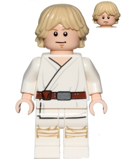 LEGO® Minifigure Luke Skywalker (Tatooine, White Legs, Stern / Smile Face Print) (sw0778) - USED