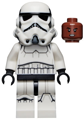 LEGO® Minifigure Imperial Stormtrooper - Male, Dual Molded Helmet with Light Bluish Gray Panels on Back, Reddish Brown Head, Grimace (sw1167) - USED