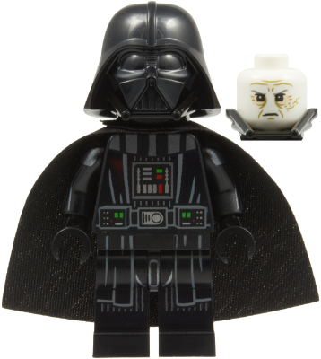 Darth Vader - Printed Arms, Traditional Starched Fabric Cape, White Head with Frown