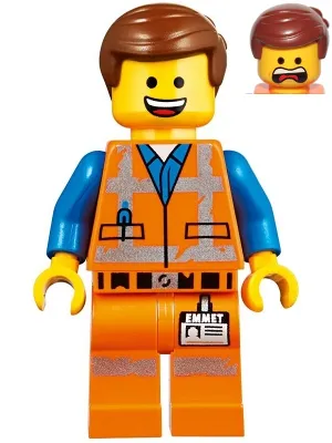 tlm113   Minifigure   Emmet - Smile / Scream, Worn Uniform USED