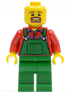 LEGO® Minifigure LEGO Brand Store Male, Overalls Farmer Green, Brown Moustache and Goatee, No Headgear (no specific back printing) {Glasgow} (tls082)