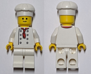 LEGO® Minifigure Chef - White Torso with 8 Buttons, No Wrinkles Front or Back, with Back Print, White Legs, Standard Grin (twn192b)